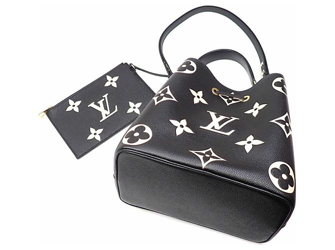 Néonoé Borsa Louis Vuitton Bicolor Monogram Empreinte NeoNoe MM Nero Beige - vista 2
