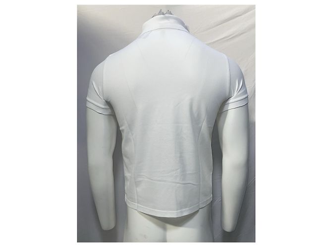 Polo de algodão branco com logo bordado Saint Laurent - vista 10