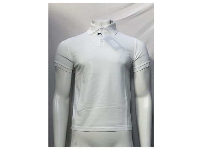 Polo de algodão branco com logo bordado Saint Laurent - vista 7