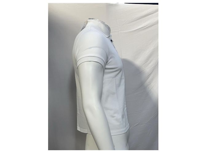 Polo de algodão branco com logo bordado Saint Laurent - vista 9
