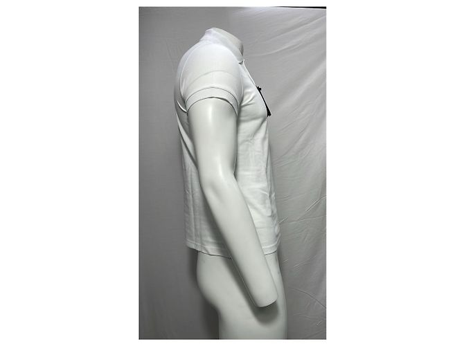 Polo de algodão branco com logo bordado Saint Laurent - vista 10