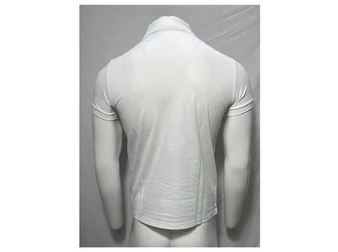 Polo de algodão branco com logo bordado Saint Laurent - vista 11