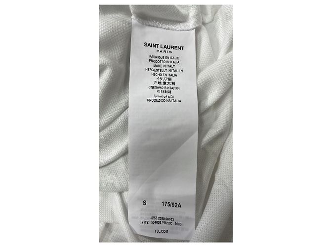 Polo de algodão branco com logo bordado Saint Laurent - vista 13