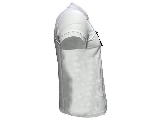 Polo de algodão branco com logo bordado Saint Laurent - vista 3