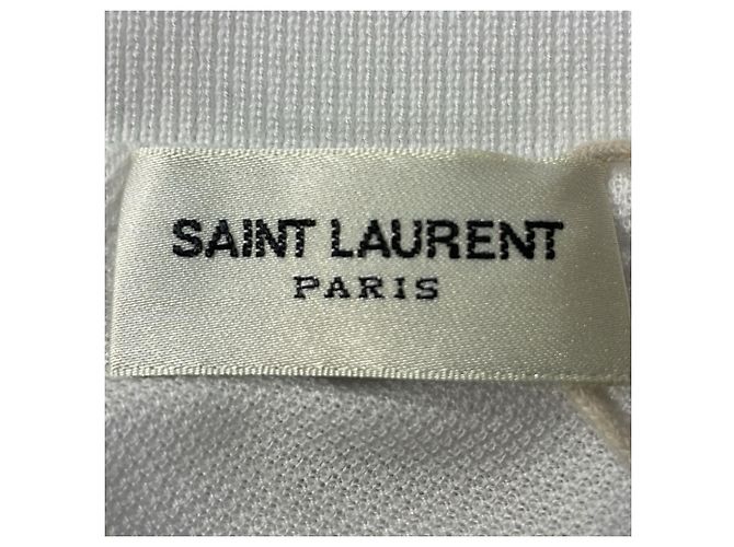 Polo de algodão branco com logo bordado Saint Laurent - vista 5