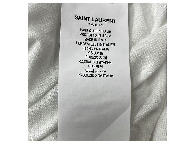 Polo de algodão branco com logo bordado Saint Laurent - vista 6