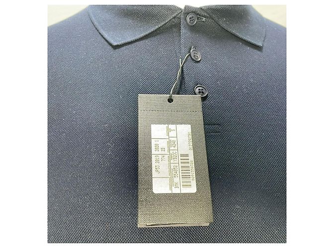 Polo in cotone blu navy con logo ricamato Saint Laurent Cassandre - vista 2