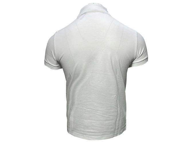 Polo de algodão branco com logo bordado Saint Laurent - vista 4