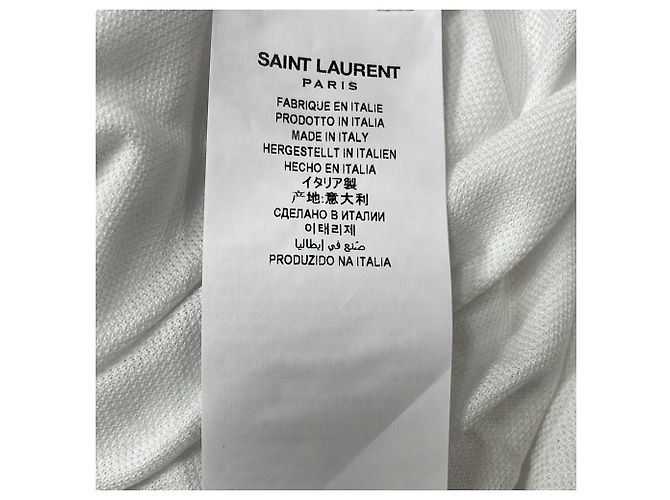 Polo de algodão branco com logo bordado Saint Laurent - vista 6