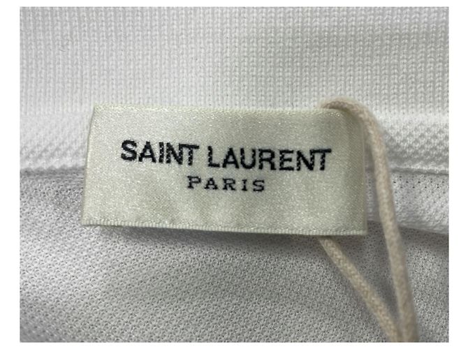 Polo de algodão branco com logo bordado Saint Laurent - vue 11