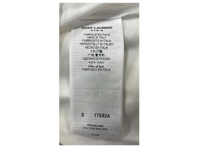 Polo de algodão branco com logo bordado Saint Laurent - vue 12