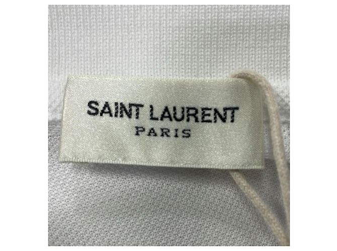 Polo de algodão branco com logo bordado Saint Laurent - vue 5