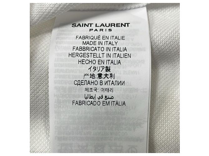 Polo de algodão branco com logo bordado Saint Laurent - vue 6