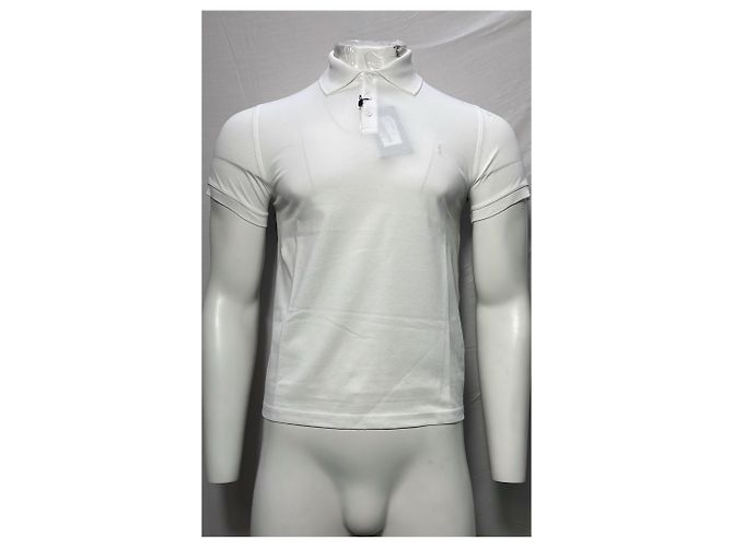 Polo de algodão branco com logo bordado Saint Laurent - vue 7