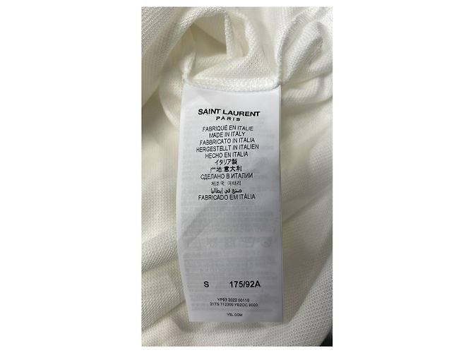 Polo de algodão branco com logo bordado Saint Laurent - vista 11