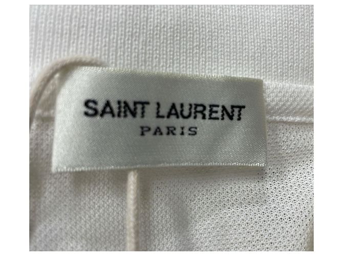 Polo de algodão branco com logo bordado Saint Laurent - vista 12
