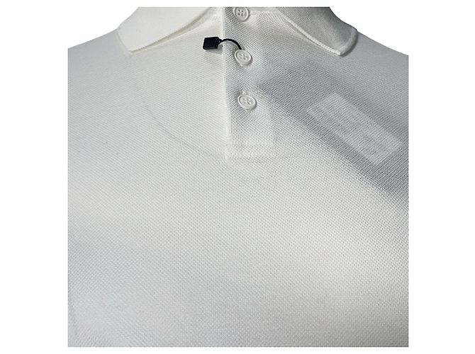 Polo de algodão branco com logo bordado Saint Laurent - vista 2