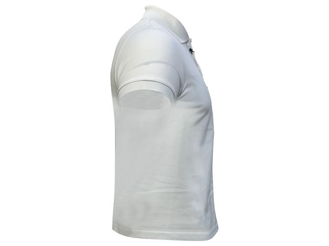 Polo de algodão branco com logo bordado Saint Laurent - vista 3
