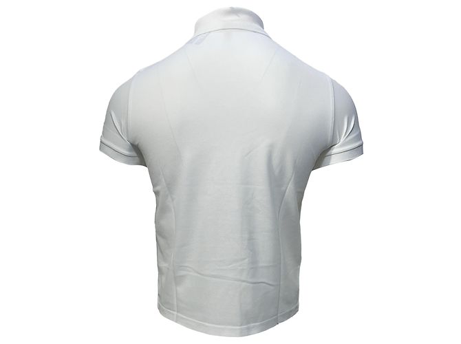Polo de algodão branco com logo bordado Saint Laurent - vista 4