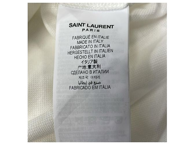 Polo de algodão branco com logo bordado Saint Laurent - vista 5