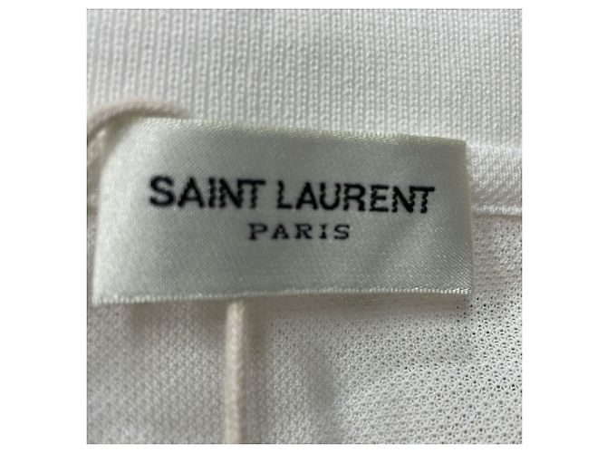 Polo de algodão branco com logo bordado Saint Laurent - vista 6