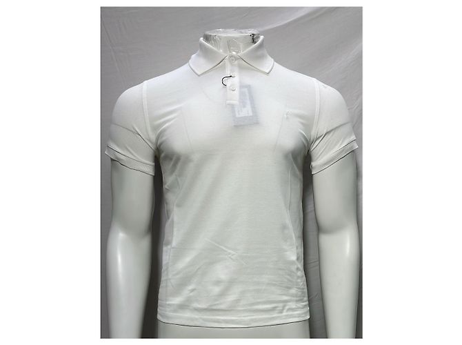 Polo de algodão branco com logo bordado Saint Laurent - vista 7