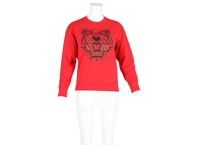 Kenzo Tiger Grafikpullover aus roter Baumwolle - Ansicht 4