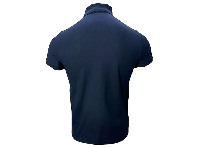 Polo in cotone blu navy con logo ricamato Saint Laurent Cassandre - vista 4