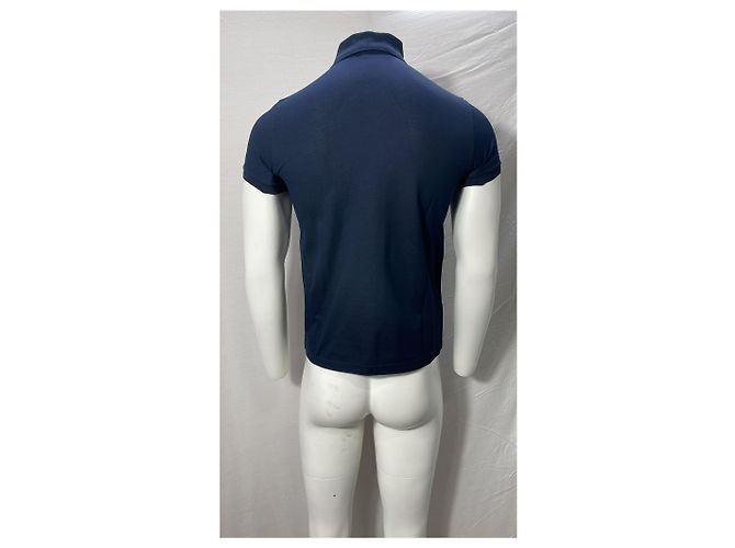 Polo in cotone blu navy con logo ricamato Saint Laurent Cassandre - vista 11