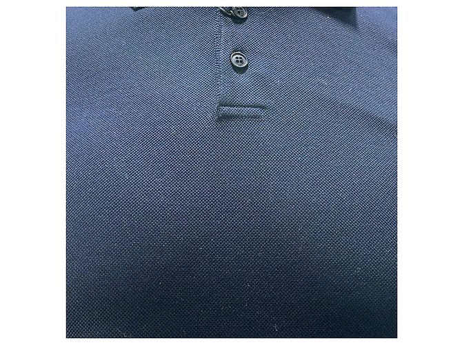Polo in cotone blu navy con logo ricamato Saint Laurent Cassandre - vista 2