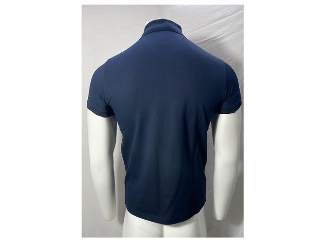 Polo de algodón azul marino con logo bordado Saint Laurent Cassandre - vista 10