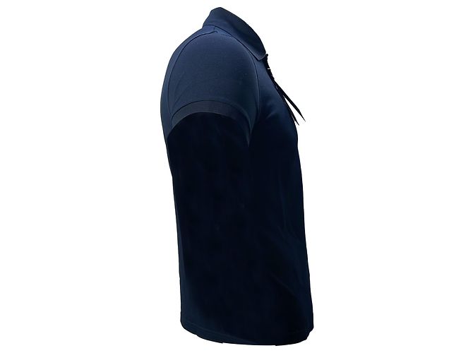 Polo de algodón azul marino con logo bordado Saint Laurent Cassandre - vista 3