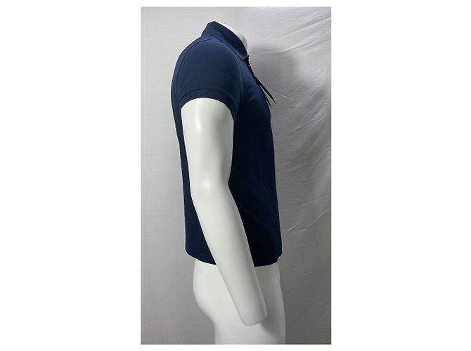 Polo de algodón azul marino con logo bordado Saint Laurent Cassandre - vista 9