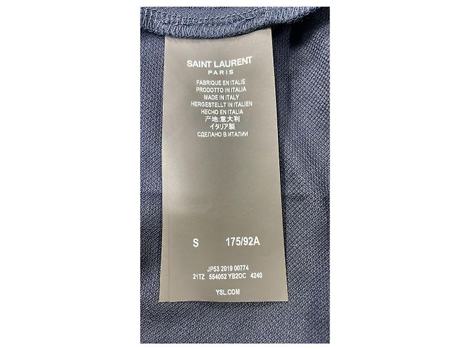 Polo in cotone blu navy con logo ricamato Saint Laurent Cassandre - vista 13