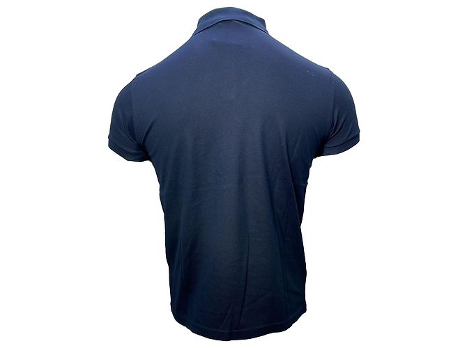 Polo in cotone blu navy con logo ricamato Saint Laurent Cassandre - vista 4
