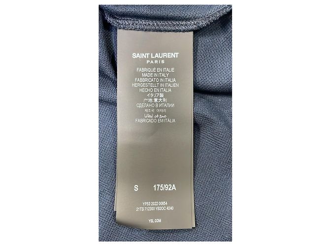 Polo in cotone blu navy con logo ricamato Saint Laurent Cassandre - vista 12