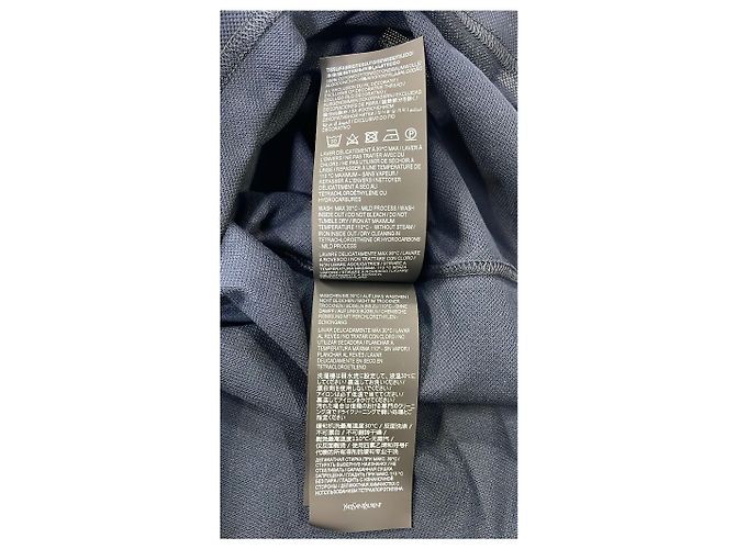 Polo in cotone blu navy con logo ricamato Saint Laurent Cassandre - vista 13