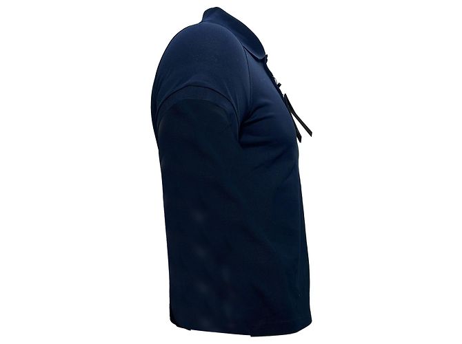 Polo in cotone blu navy con logo ricamato Saint Laurent Cassandre - vista 2