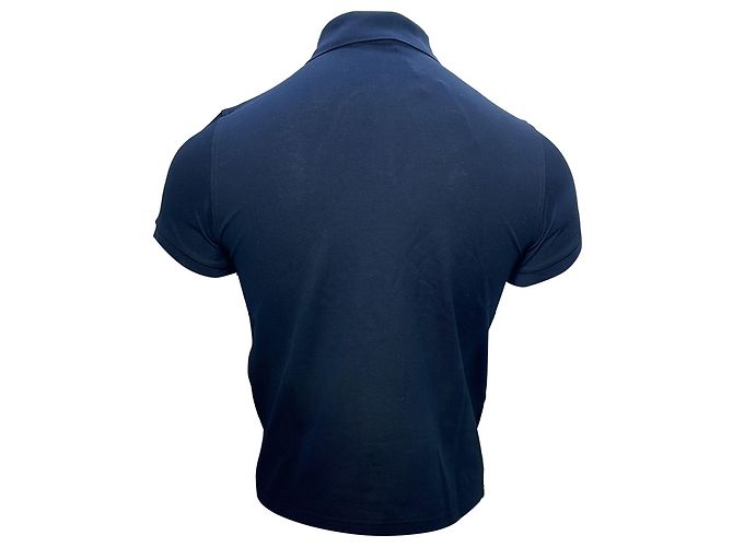 Polo in cotone blu navy con logo ricamato Saint Laurent Cassandre - vista 3