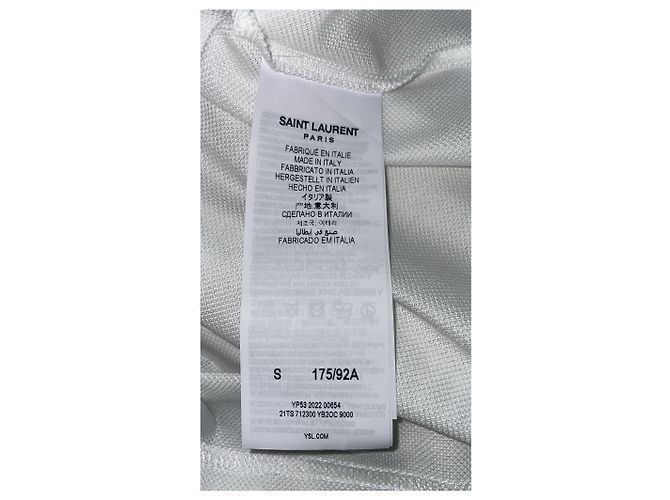 Polo de algodão branco com logo bordado Saint Laurent - vista 10