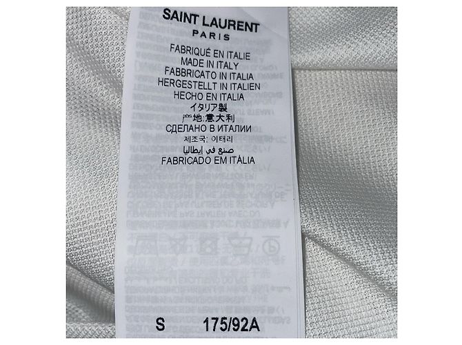Polo de algodão branco com logo bordado Saint Laurent - vista 4