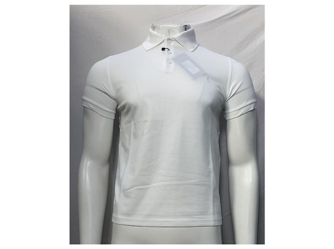 Polo de algodão branco com logo bordado Saint Laurent - vista 7