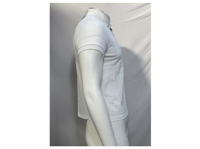 Polo de algodão branco com logo bordado Saint Laurent - vista 8
