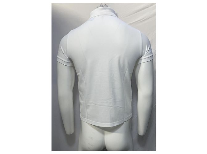 Polo de algodão branco com logo bordado Saint Laurent - vista 9
