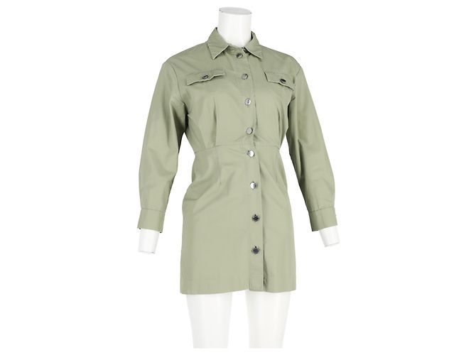 Mini abito camicia Sandro Liana in cotone verde - vista 4