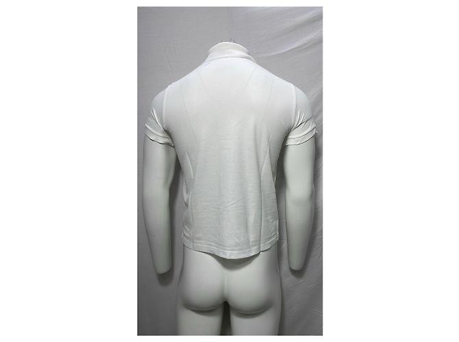 Polo de algodão branco com logo bordado Saint Laurent - vista 10