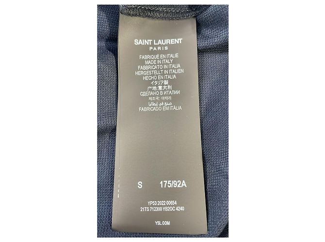 Polo in cotone blu navy con logo ricamato Saint Laurent Cassandre - vista 12