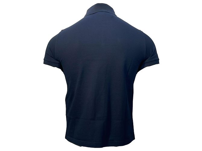 Polo in cotone blu navy con logo ricamato Saint Laurent Cassandre - vista 4
