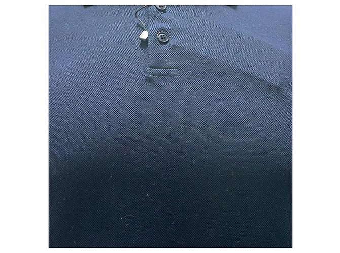 Polo-Shirt aus navyblauer Baumwolle mit gesticktem Logo Saint Laurent Cassandre Marineblau - Ansicht 2