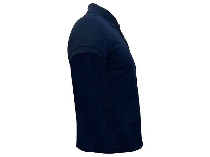 Polo-Shirt aus navyblauer Baumwolle mit gesticktem Logo Saint Laurent Cassandre Marineblau - Ansicht 3